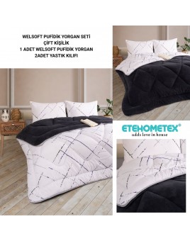 ETE HOMETEX ÇİFT KİŞİLİK LÜX WELSOFT YORGAN 195X215CM YANSIMA ANTRASİT 8696474231938